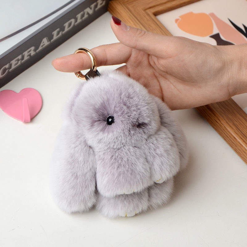 🔥 Hot Sale 50% Off🔥 🧵Handmade Rex Rabbit Fur Pretend-Dead Rabbit Pom-pom Pendant  🐇