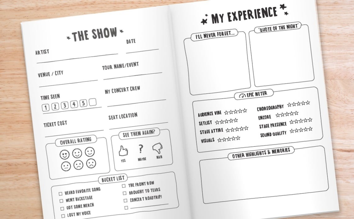 🎵Concert Chronicles - A Concert Journal for Epic Memories