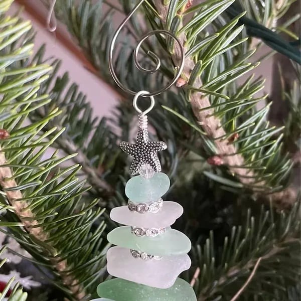 🔥 Hot Sale 50% Off🔥 Sea Glass Christmas Tree Ornament 🌊 🌲