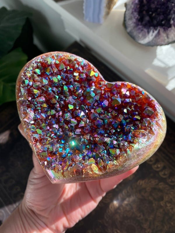 🔥 Hot Sale 50% Off🔥 Angel Aura Heart Shaped Rainbow Crystal Cluster 💖