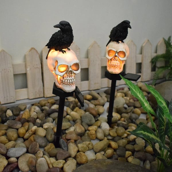 🔥%49 OFF🔥🦴Crow Skull 🌞 Solar Garden Light