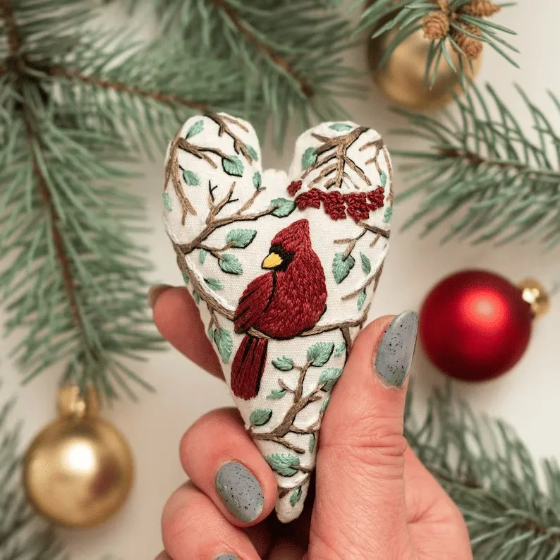 🧵DIY Heart Shaped Christmas Ornament Embroidery Kit🎅