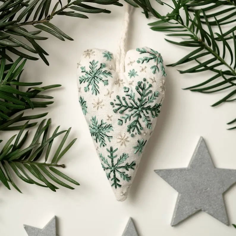 🧵DIY Heart Shaped Christmas Ornament Embroidery Kit🎅