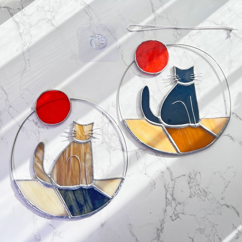 😻Stained Glass Cat Sun Catcher