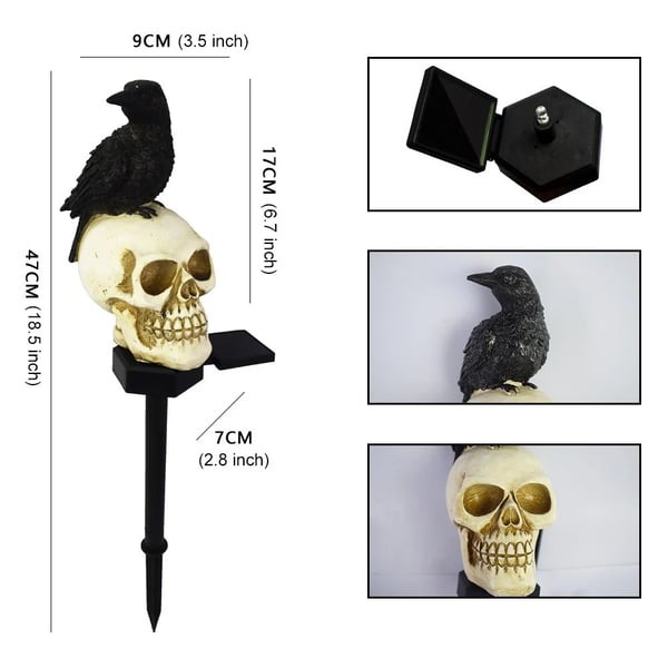 🔥%49 OFF🔥🦴Crow Skull 🌞 Solar Garden Light