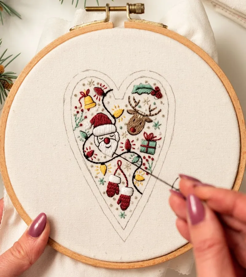 🧵DIY Heart Shaped Christmas Ornament Embroidery Kit🎅