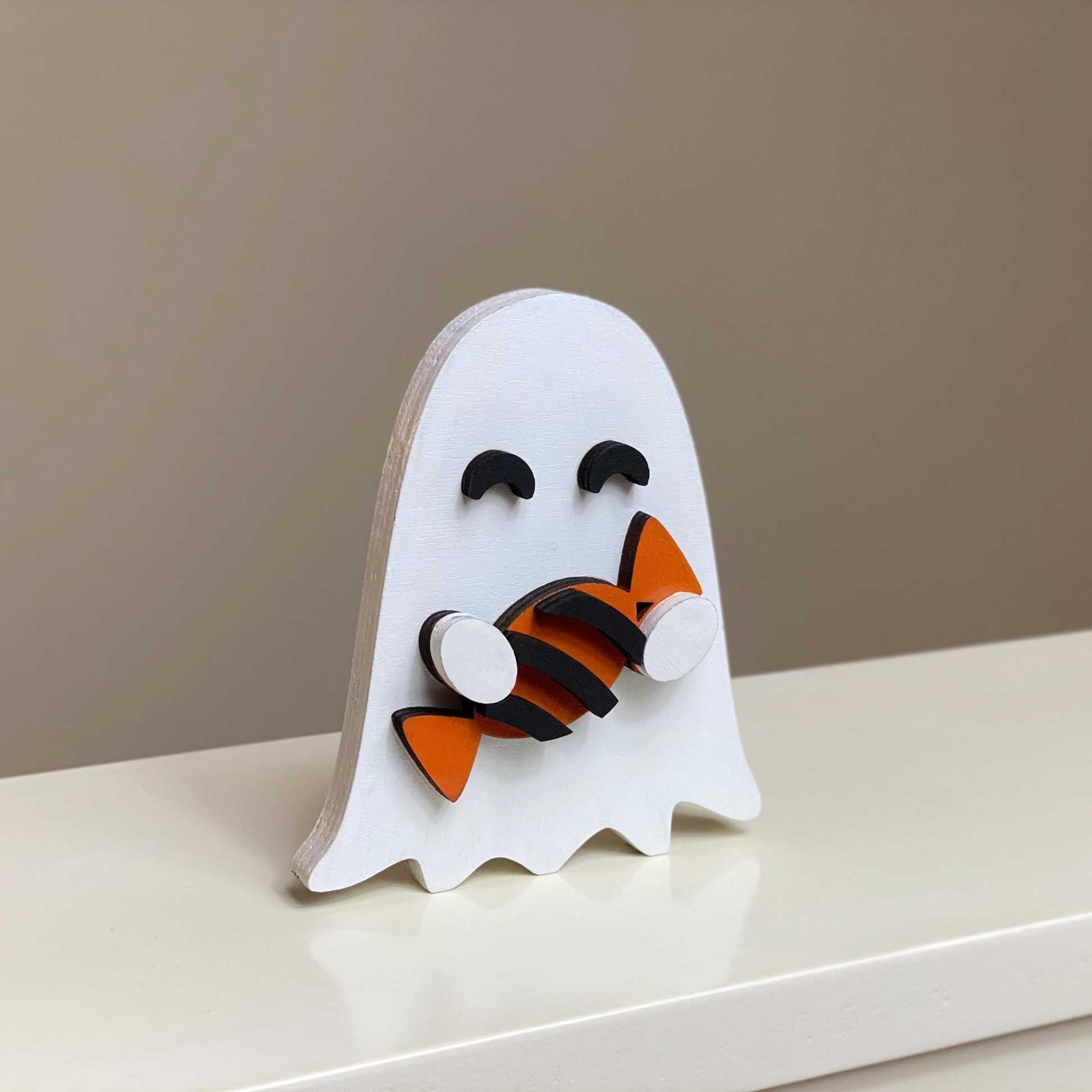 🔥Hot Sale 50% Off🔥👻Hand Painted Halloween Wood Ghost Decor