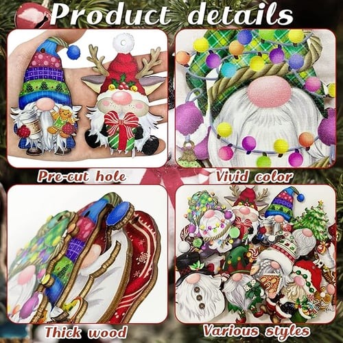 🎅24 Pieces Christmas Wooden Gnome Ornaments💗