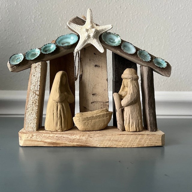 Handmade Driftwood Nativity Scene