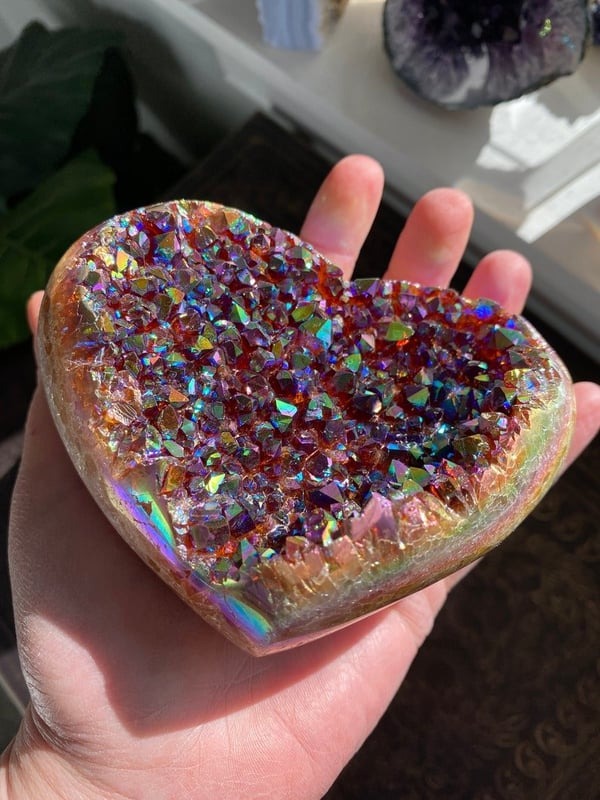 🔥 Hot Sale 50% Off🔥 Angel Aura Heart Shaped Rainbow Crystal Cluster 💖