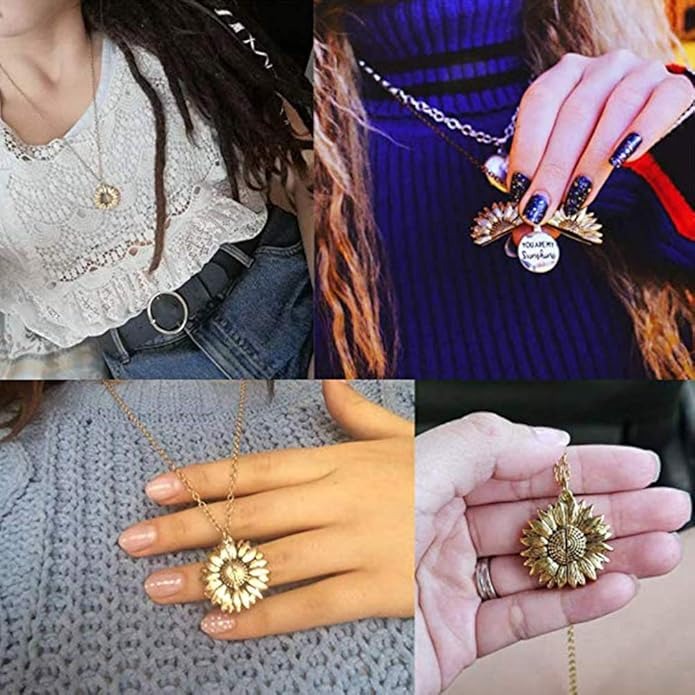 🔥Hot Sale 49% Off🔥🌞"You Are My Sunshine" Sunflower Necklace🌻(Double-sided engraving)