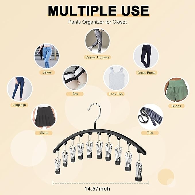 Curved Design Hanger with Clips