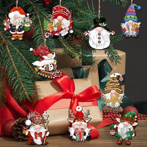 🎅24 Pieces Christmas Wooden Gnome Ornaments💗
