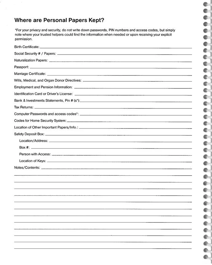 Putting Things In Order to help my loved ones when I'm gone