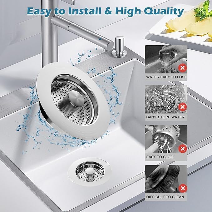 3 in 1 Kitchen Sink Strainer Plug Set