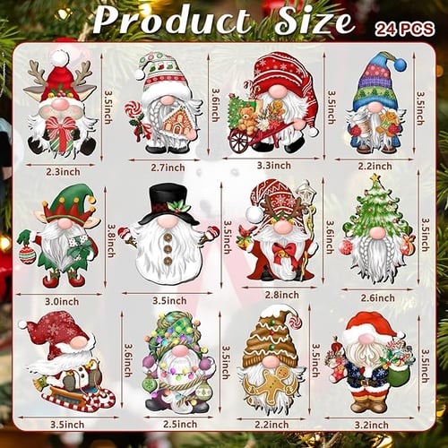🎅24 Pieces Christmas Wooden Gnome Ornaments💗