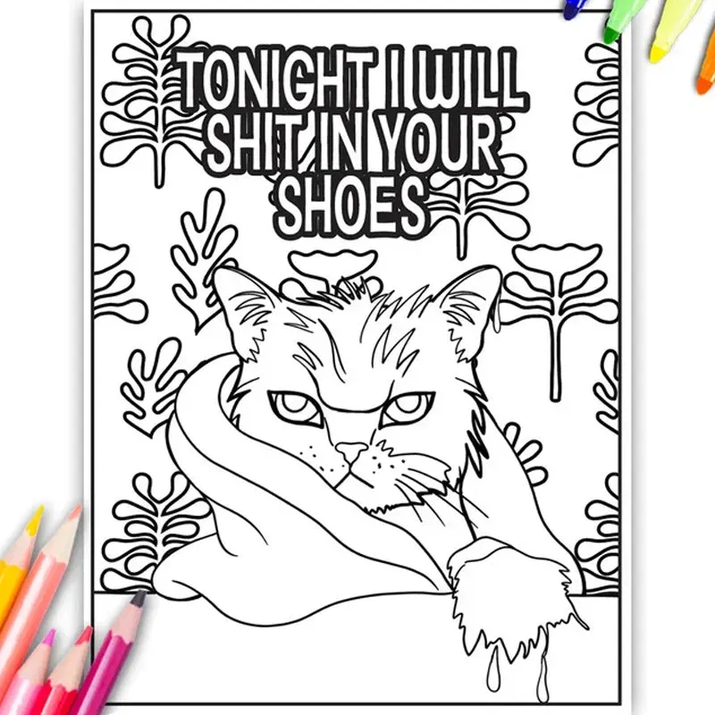 🐱Funny Kitty Memes Coloring Book For Adult Relaxation