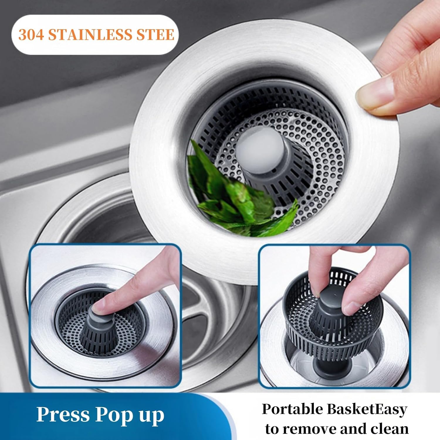 3 in 1 Kitchen Sink Strainer Plug Set