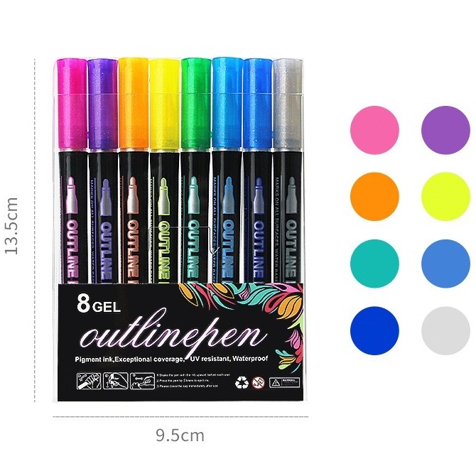 🔥 Hot Sale 50% Off🔥 Double-Flashing Line Metal Fluorescent Contour Sketching Marking Suit Pen 🖊️ 🌟