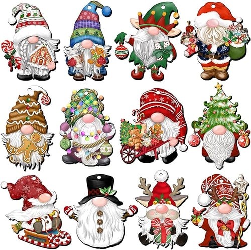 🎅24 Pieces Christmas Wooden Gnome Ornaments💗