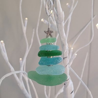🔥 Hot Sale 50% Off🔥 Sea Glass Christmas Tree Ornament 🌊 🌲