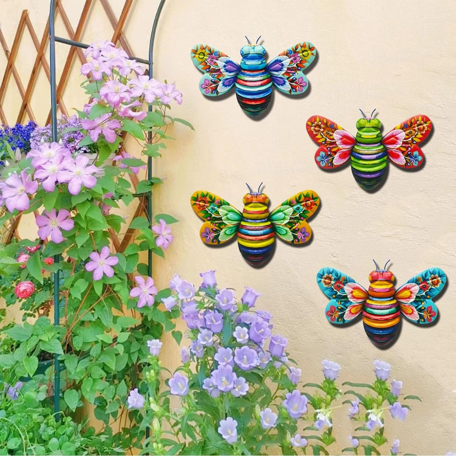 Lron Bee Art Garden Wall Hanging