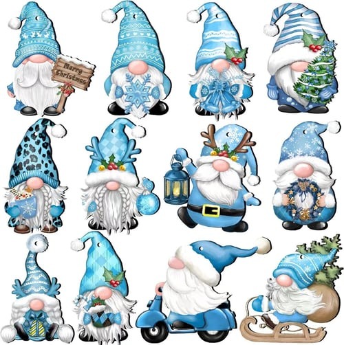 🎅24 Pieces Christmas Wooden Gnome Ornaments💗