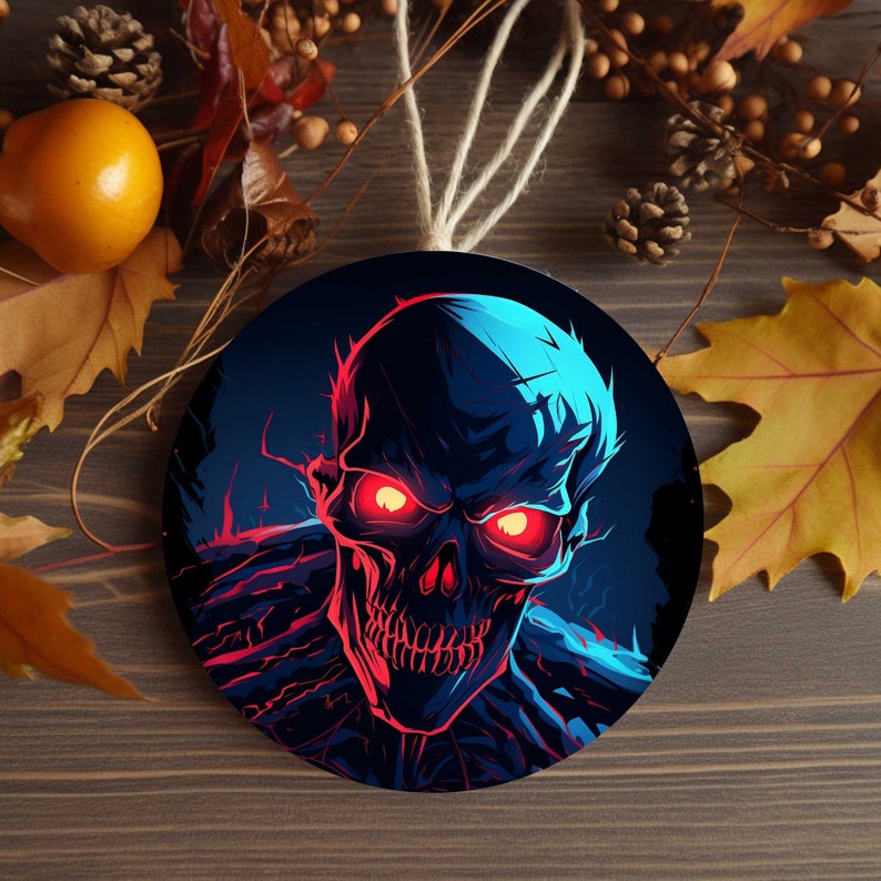 Psycho Skull Skeleton Halloween Ornament for Mini Tree Decoration