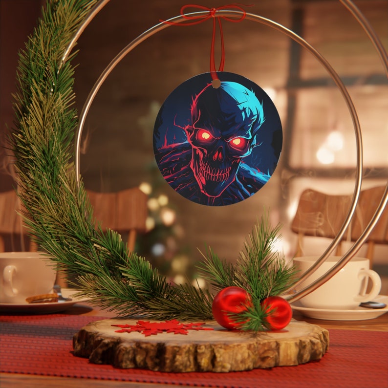 Psycho Skull Skeleton Halloween Ornament for Mini Tree Decoration