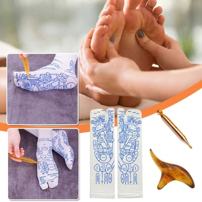 💥New Year's Sale 60% OFF💥Reflexology Chart Socks with Trigger Point Massage Tool 🧦