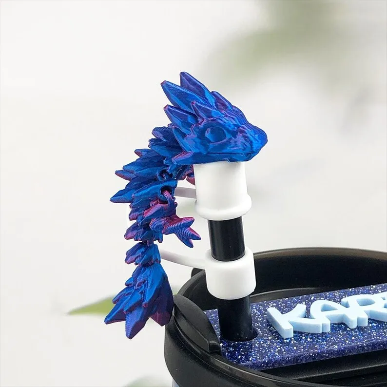 3D Printed Dragon Stanley Straw Topper