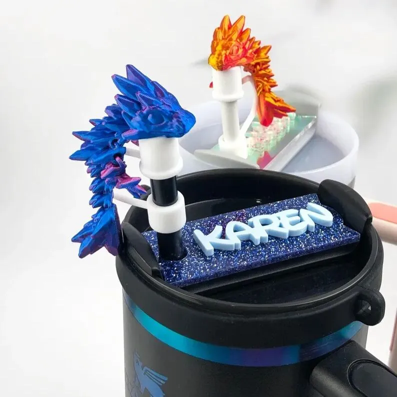 3D Printed Dragon Stanley Straw Topper