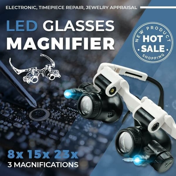 💥Hot Sale 50% OFF💥LED Glasses Magnifier 8x 15x 23x