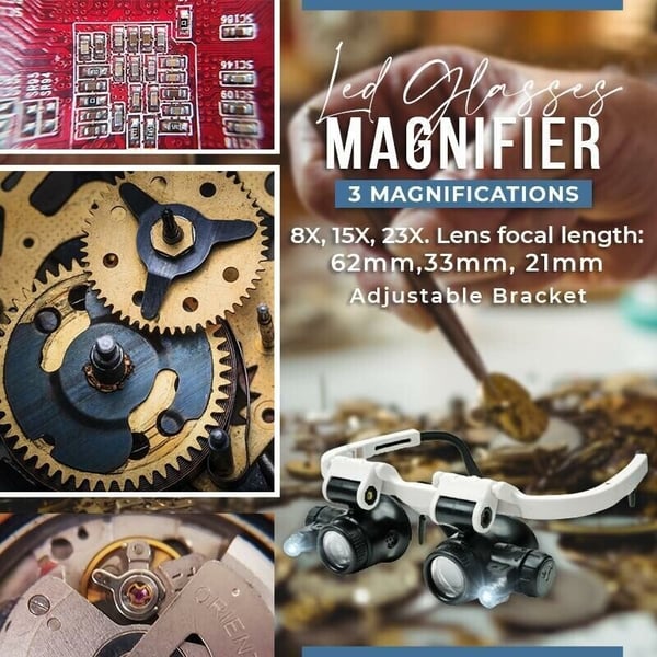 💥Hot Sale 50% OFF💥LED Glasses Magnifier 8x 15x 23x