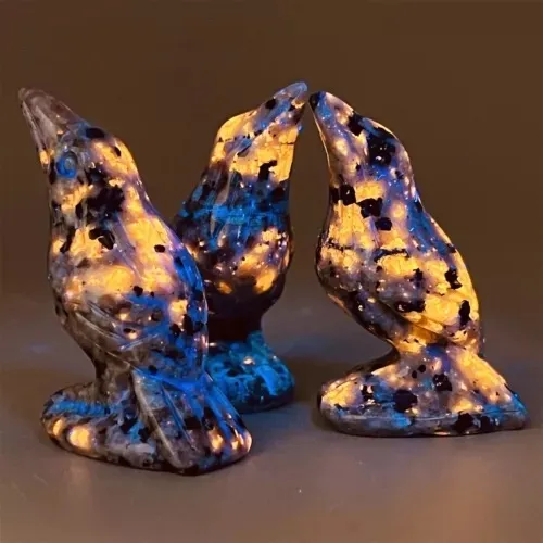 New Natural Emberlite Crow Statue Handcrafted