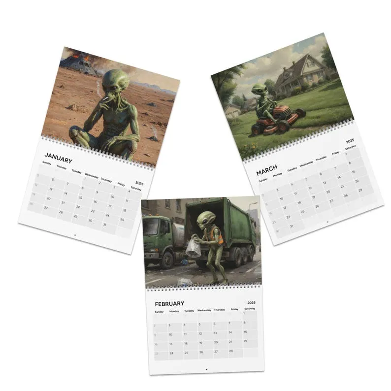 👽Funny Alien Wall Calendar 2025