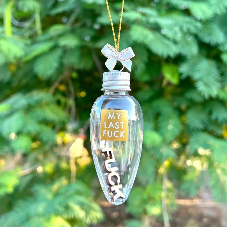 🤣Last Fuck to Give Plastic Light Bulb Christmas Ornament🎄