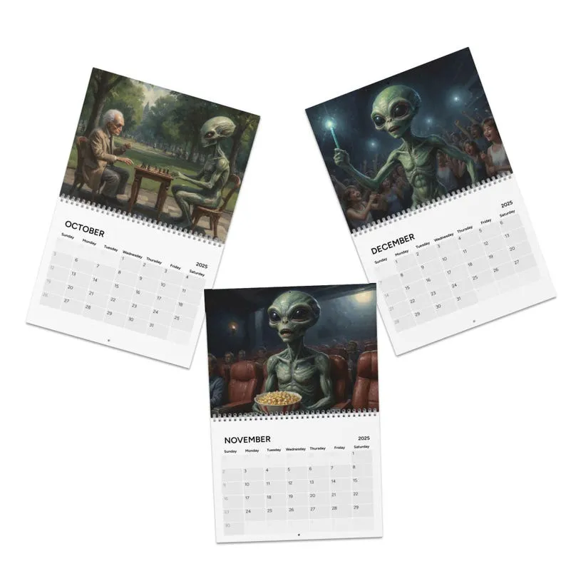 👽Funny Alien Wall Calendar 2025