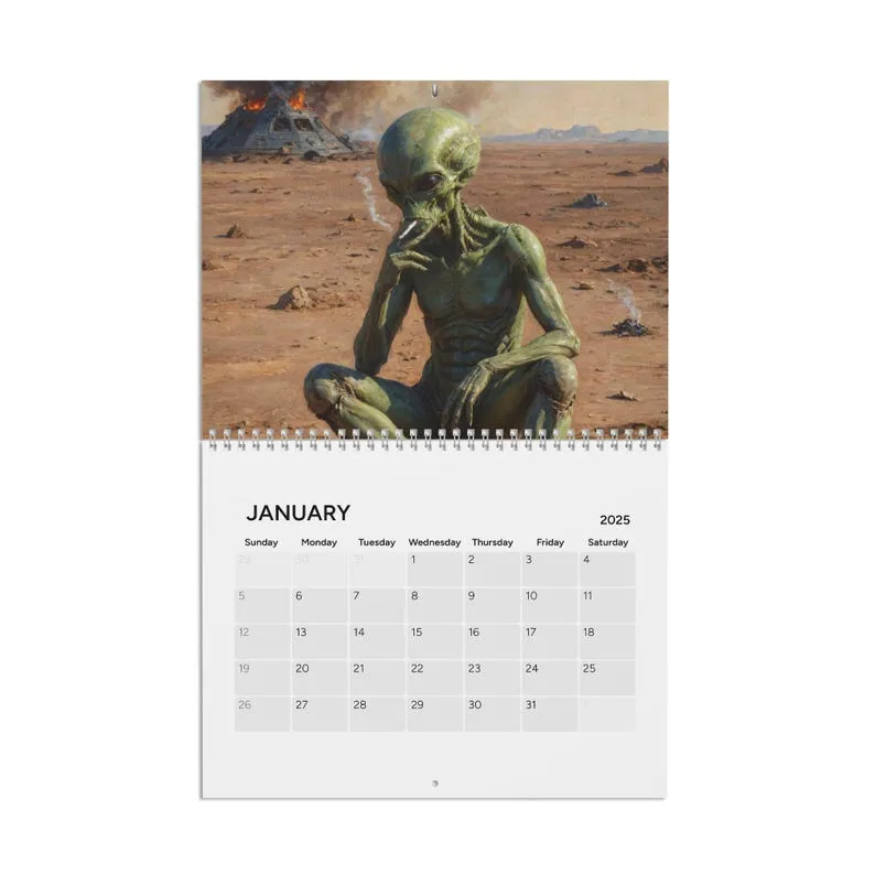 👽Funny Alien Wall Calendar 2025