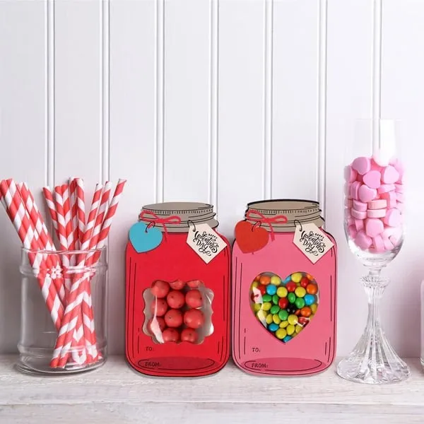 💖Mason Jar Happy Valentines Day Cards🍬