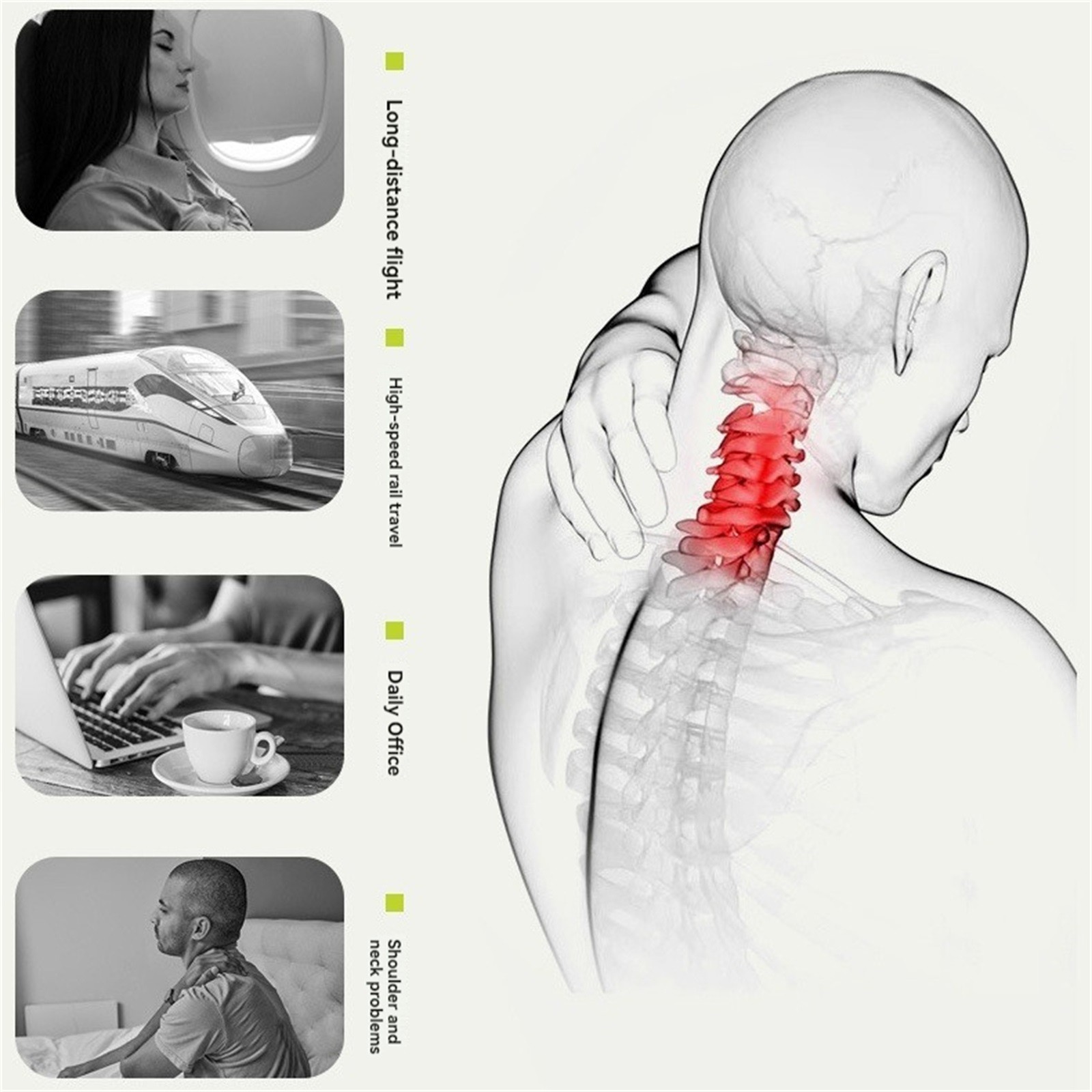 Generic Clearance Double Pillow Inflatable Travel Neck Pillow For Airplane Sleeping Blow Up Neck Support Air Pillow Traveling On Plane Long Flights Washable