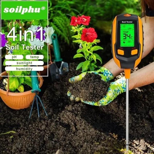 Digital 4-in-1 Soil Test Meter, large LCD screen, probe accurately quick measure