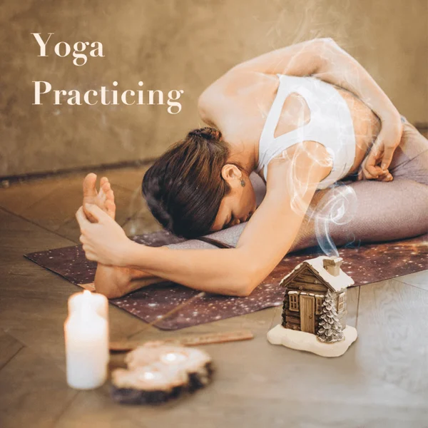 🏠🎄Log Cabin Winter Snow Scene Incense Burner