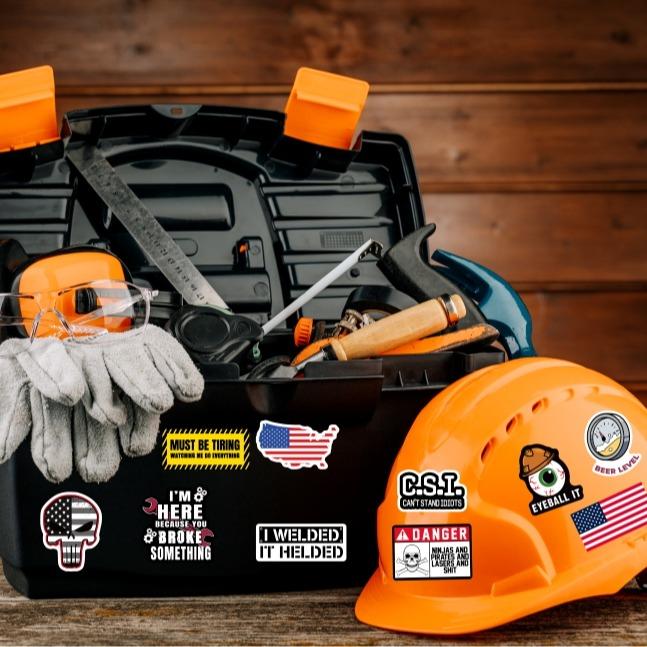150 PCs Toolboxes Hard Hat Stickers Pack