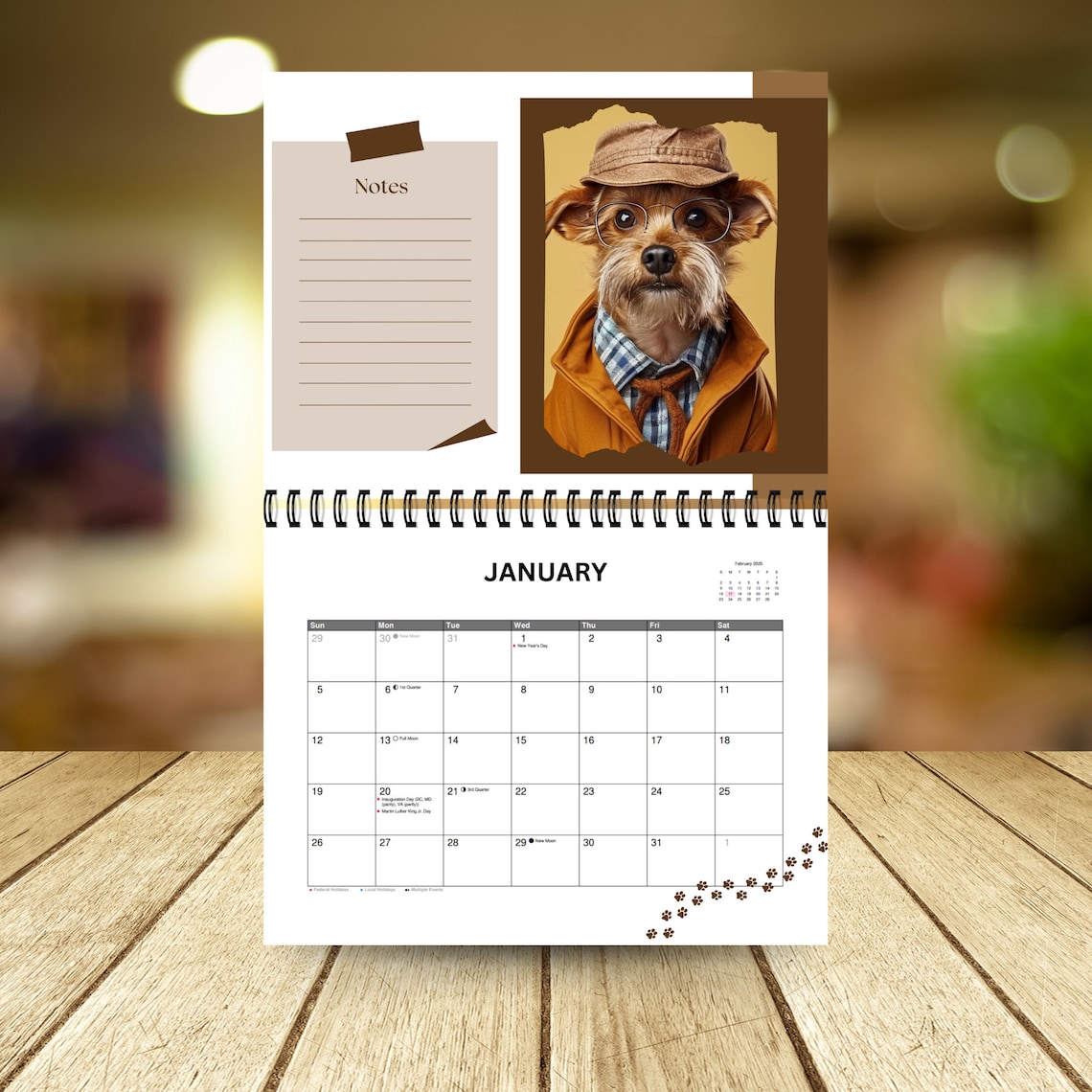 2025 Dog Calendar 12 Month Calendar Gift For Dog Lover wall calendar Puppy Calendar Monthly Calendar Pet Owner Gift Funny Dogs image 8