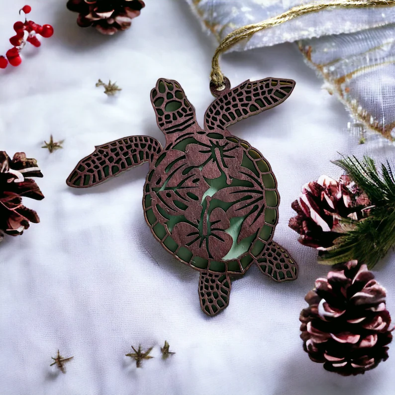 Floral Turtle Ornament