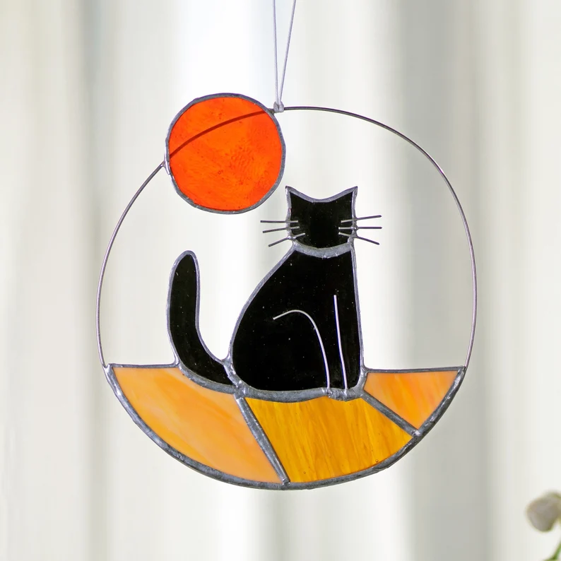 😻Stained Glass Cat Sun Catcher