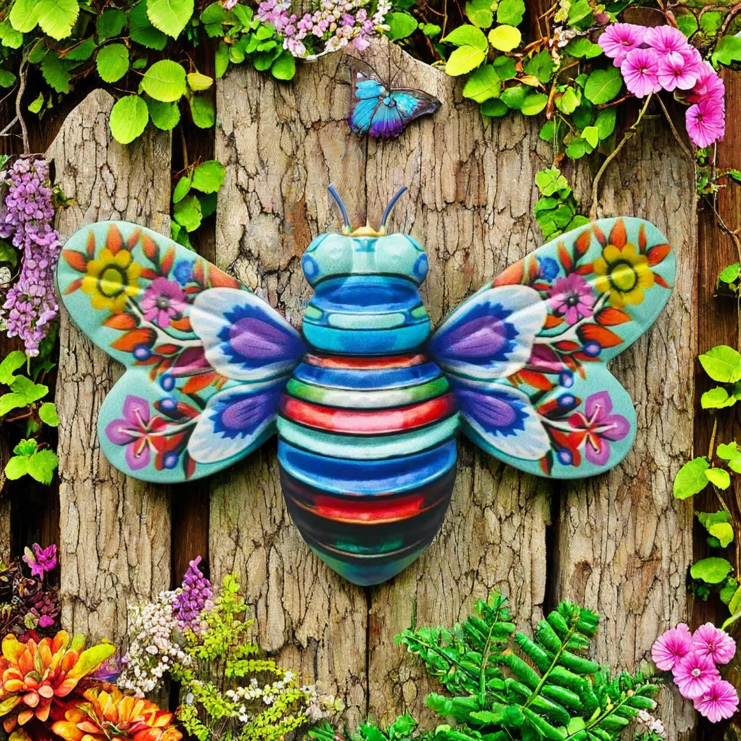 Lron Bee Art Garden Wall Hanging