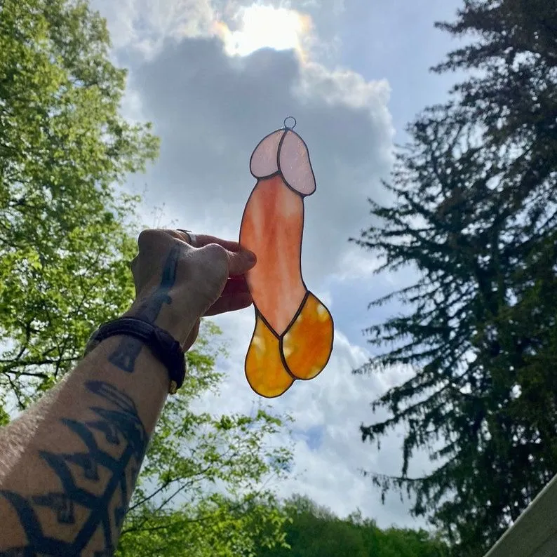 🤣Funny Stained Glass Penis Suncatcher🤣