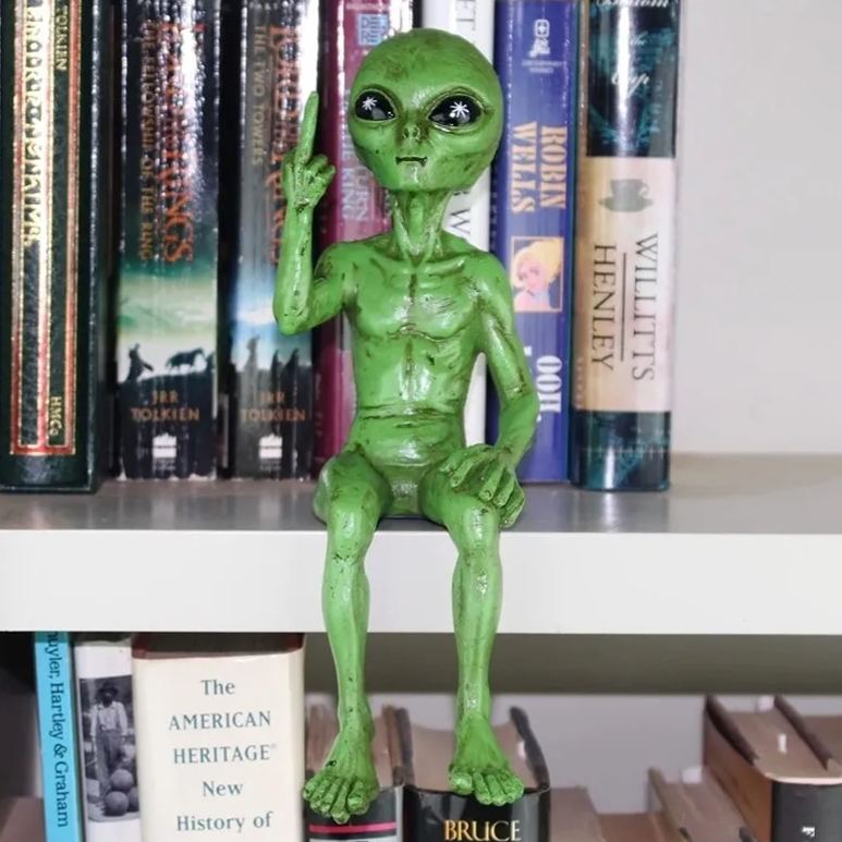 🔥49% OFF🔥👽Rude Alien Statue “Flipping The Bird” 10″ H Shelf Sitter🖕